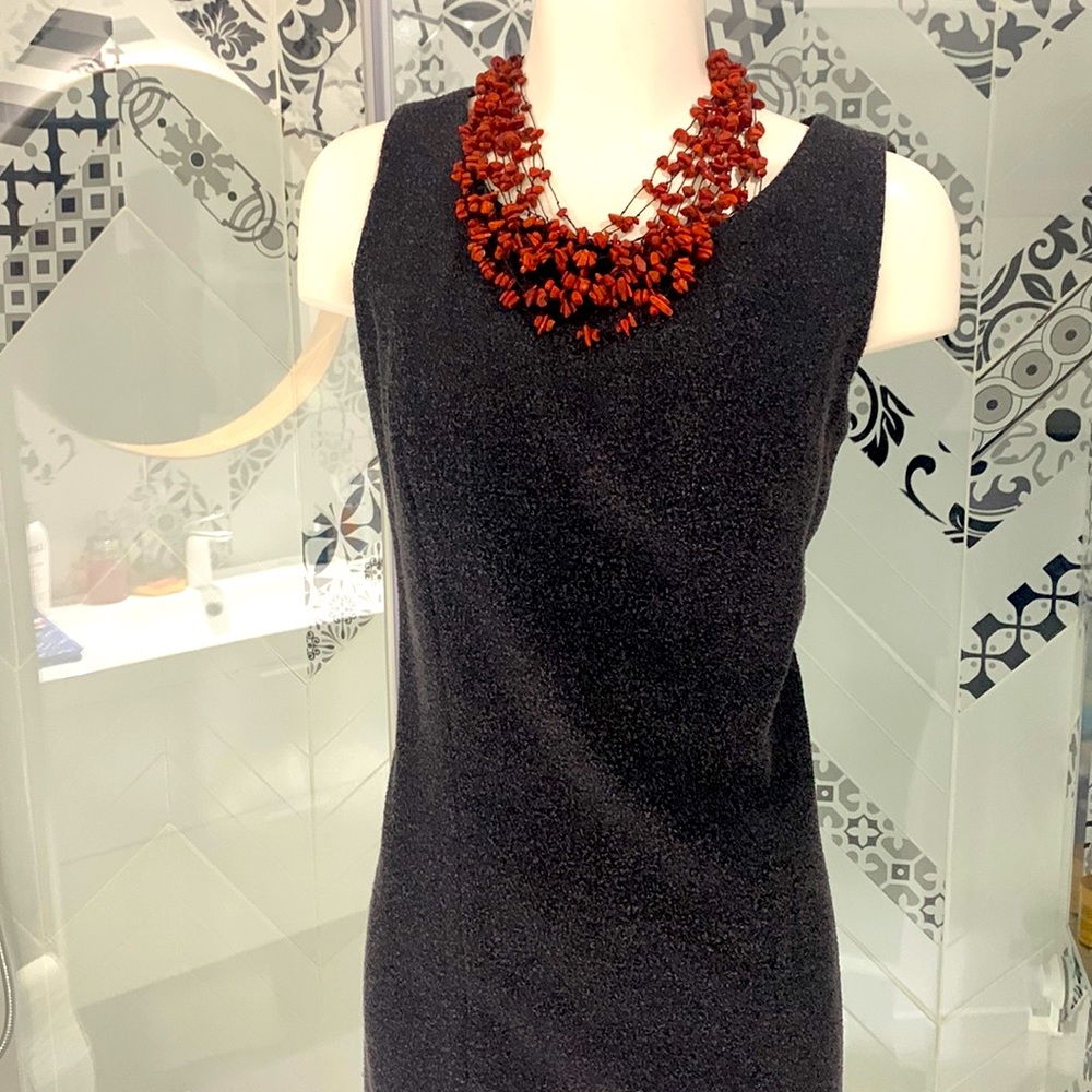 Made in 🇧🇬VTG 90’ Tribal Sleeveless Grey Boucle Dress